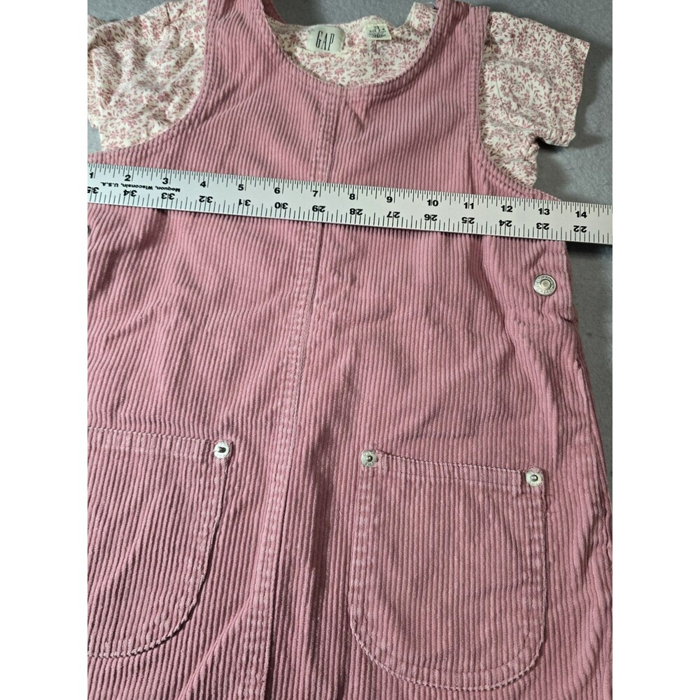 GAP Kids Pink Corduroy Jumper Dress Floral Tee 2 Piece XS 3-4 NWOT - Picture 11 of 14